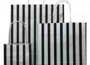 Stripes Black Coloured on White Paper Carrier Bag with Twisted Handle
