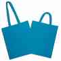 Solid Turquoise Blue Natural Cotton Bag with Long and Short Handle